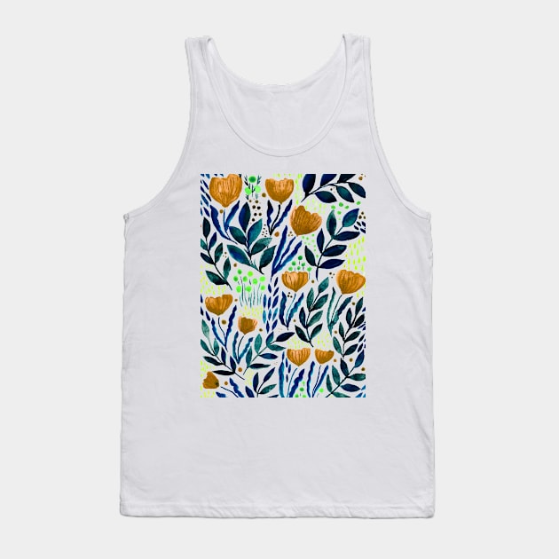 Watercolor flower garden -  yellow and blue Tank Top by wackapacka